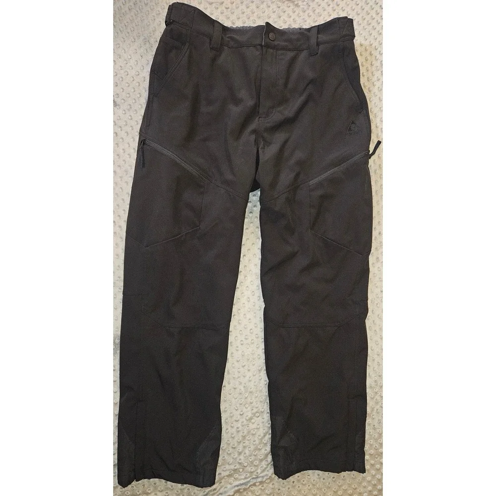 Gerry Mens Black Softshell Snow Pants Fleece Lined Insulated XL 16‎